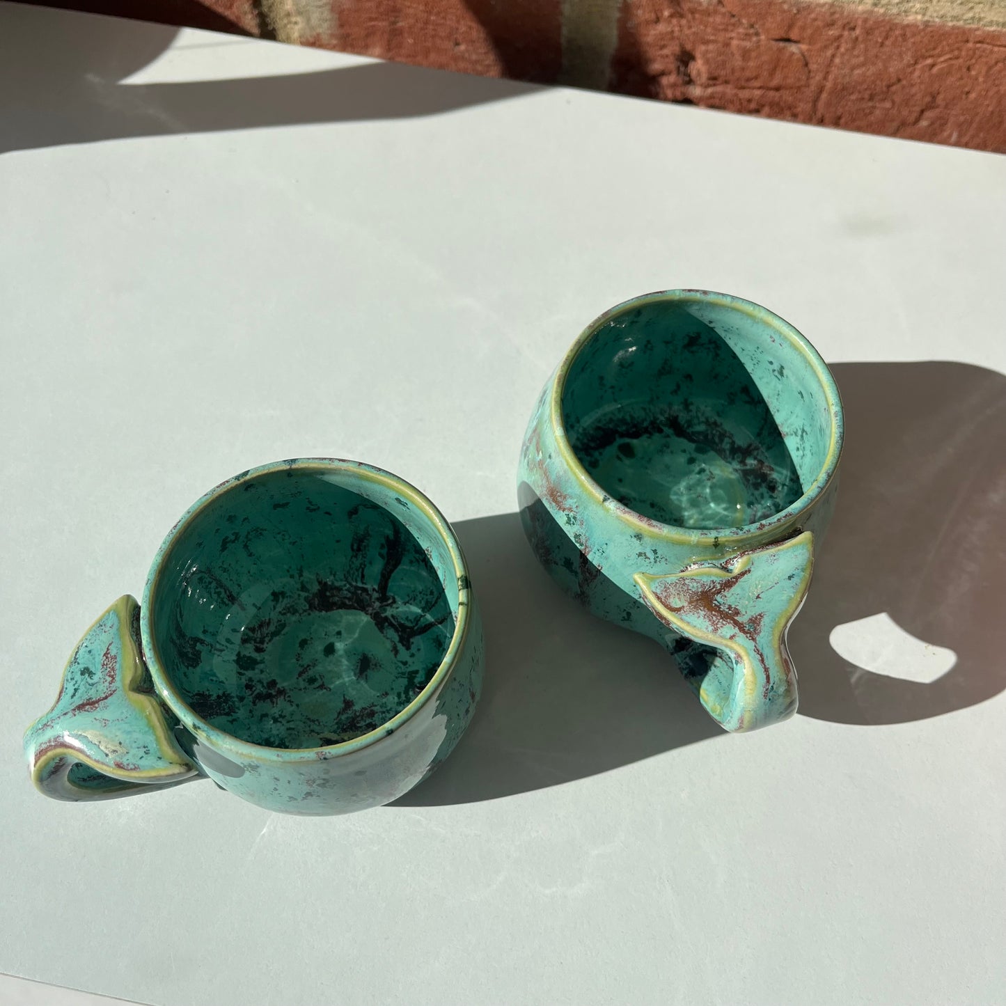 Imperfect Whale Tail Mini Mug in Speckled Duck Egg