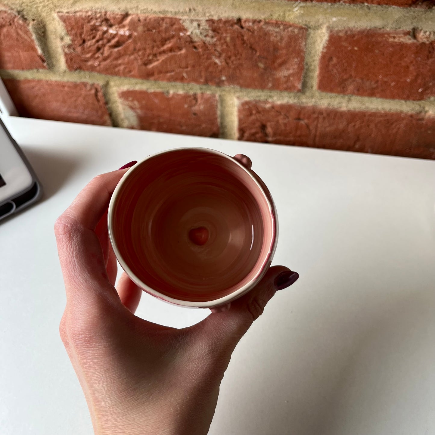 Imperfect swirl bubble heart espresso cup