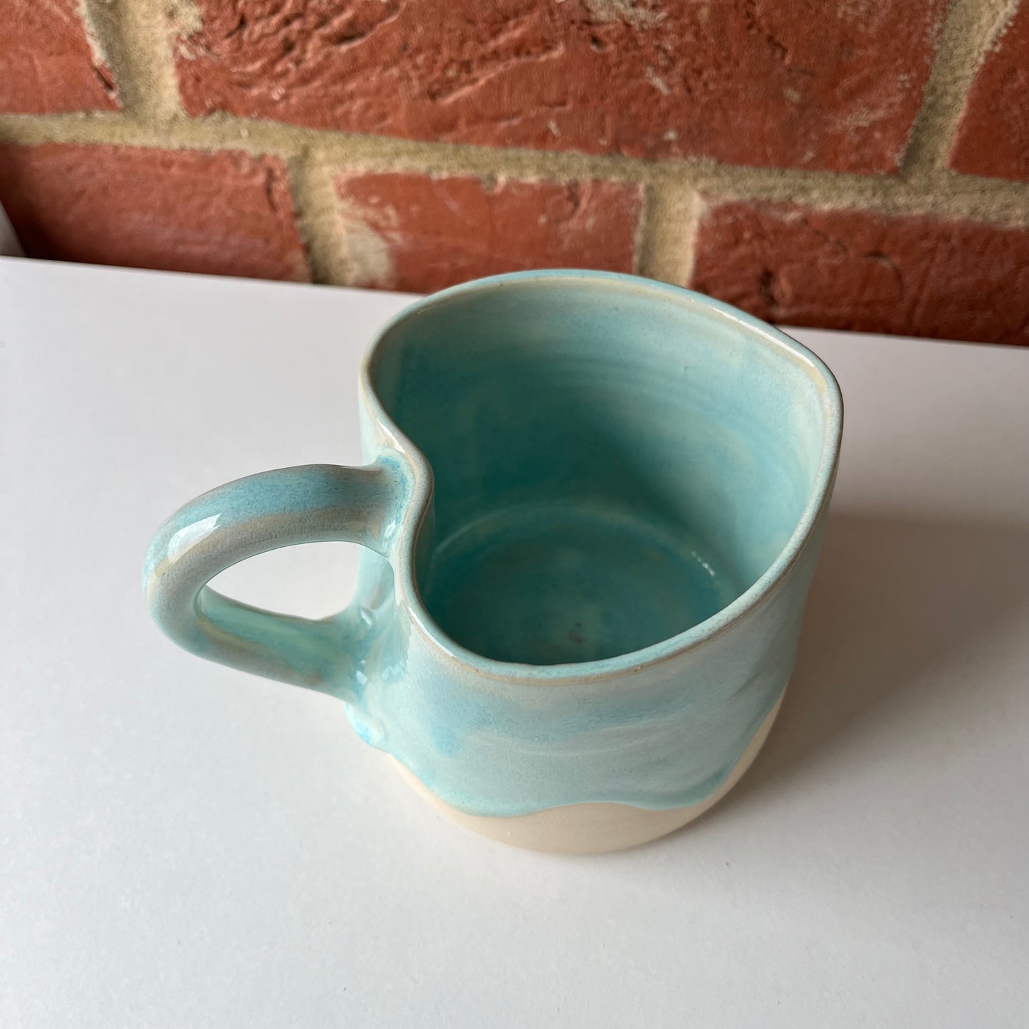 Imperfect aqua heart mug