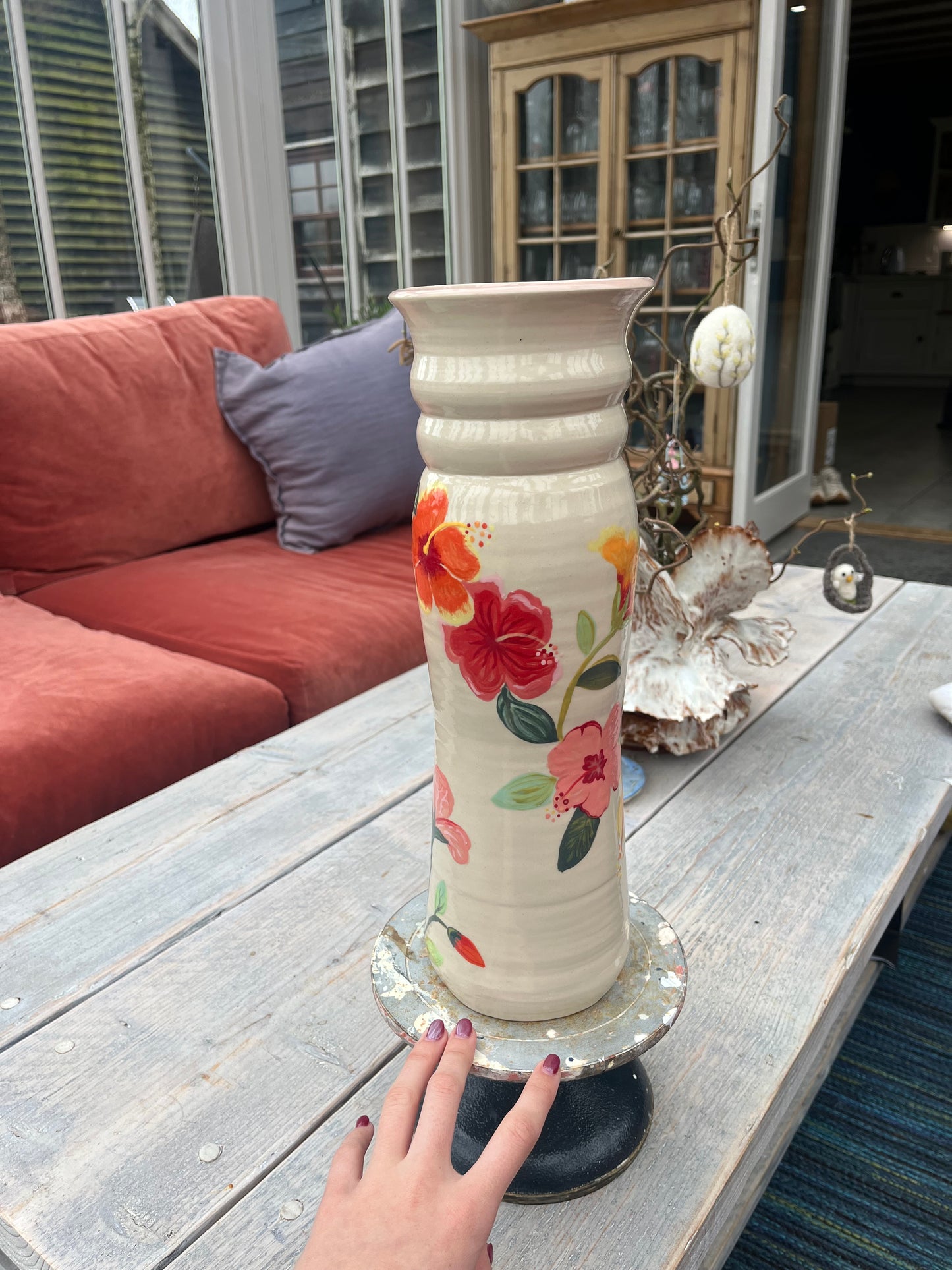 Tall Hibiscus Vase