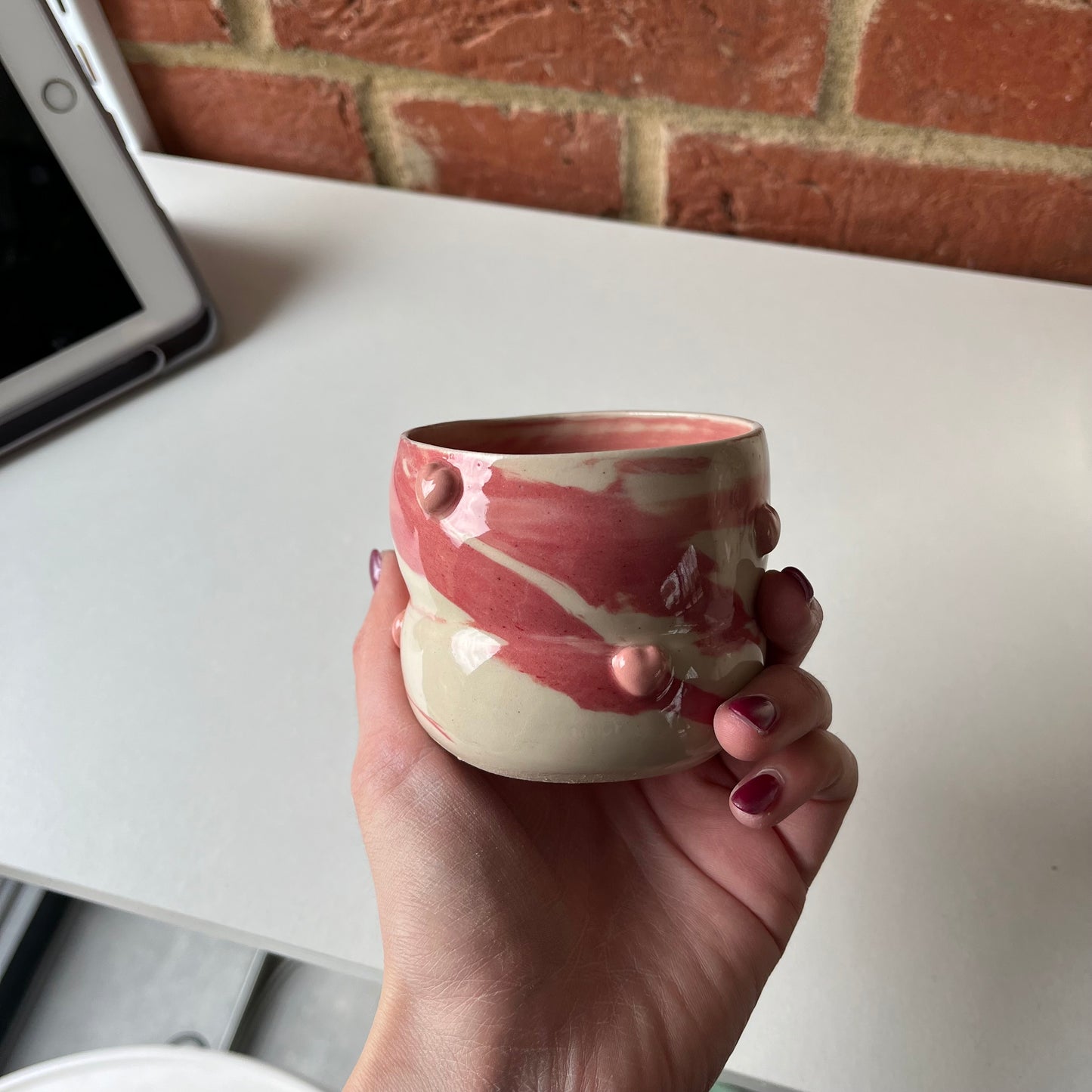 Imperfect swirl bubble heart espresso cup