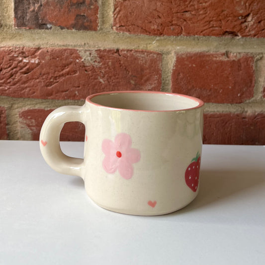 Imperfect chubby strawberry blossom mug