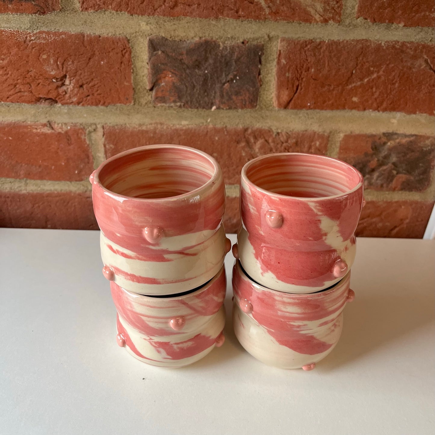 Red Swirl Espresso Bubble Cup with Puffy Hearts