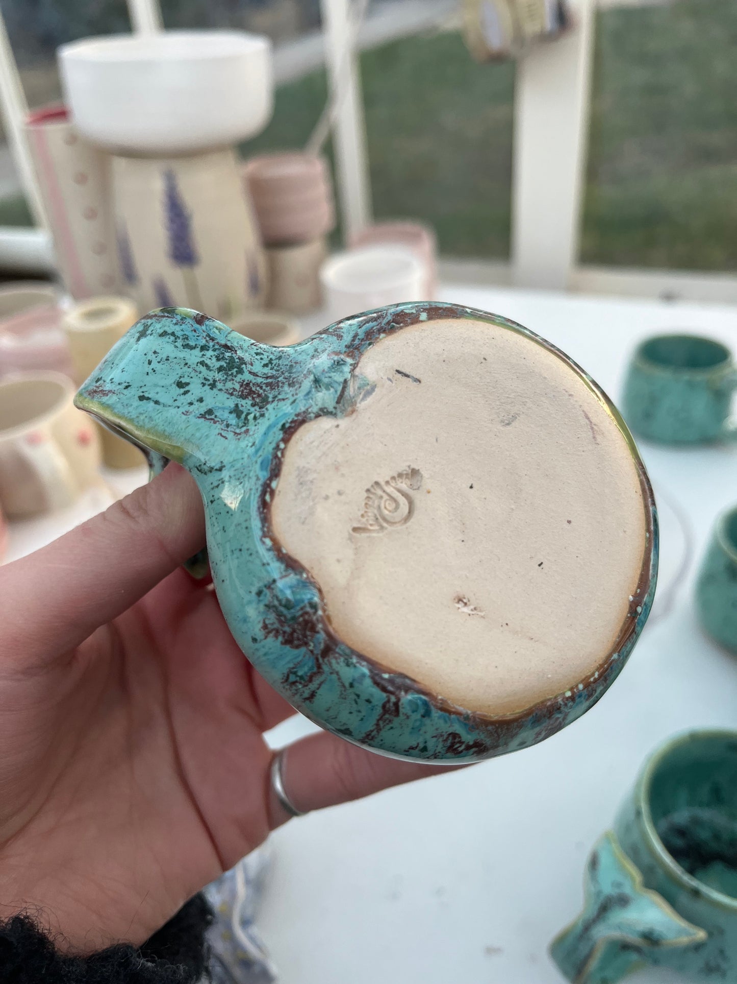 Imperfect Whale Tail Mini Mug in Speckled Duck Egg