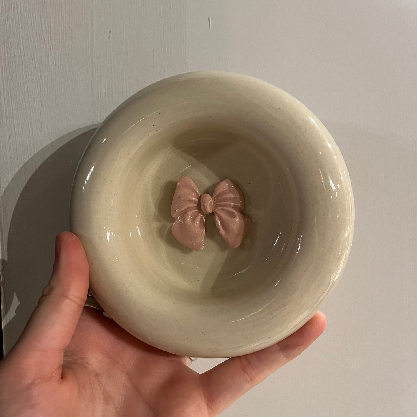 Pink bow bubble trinket dish