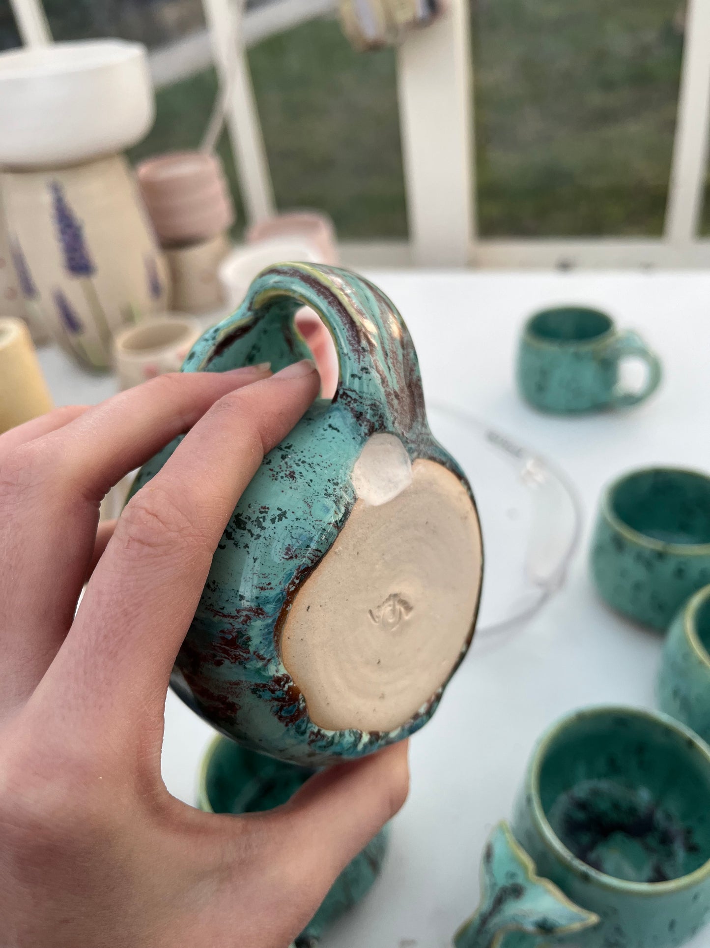 Imperfect Whale Tail Mini Mug in Speckled Duck Egg