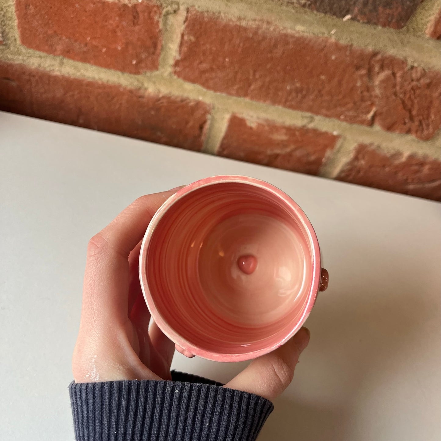 Red Swirl Espresso Cup with Puffy Hearts