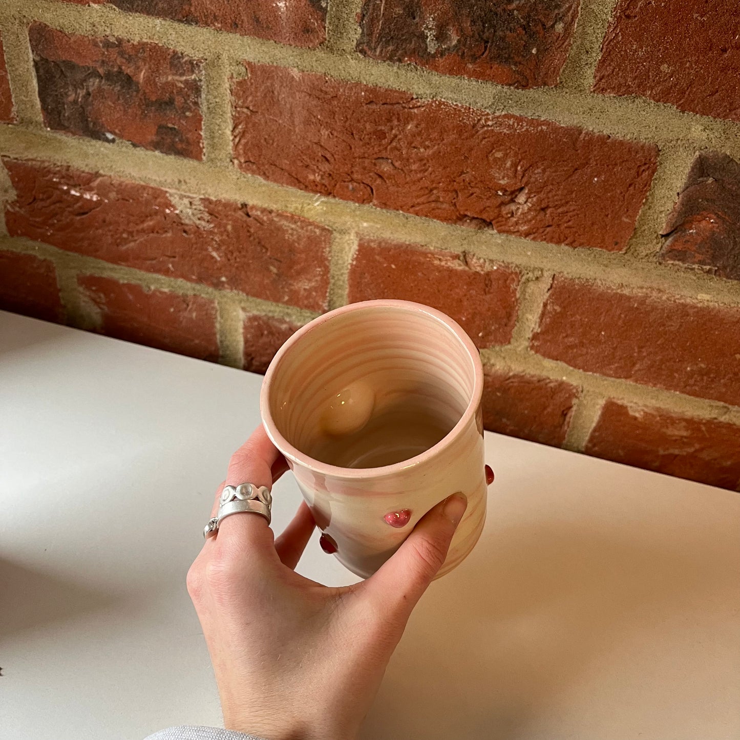 Pink Swirly Puffy Heart Pinch Cup