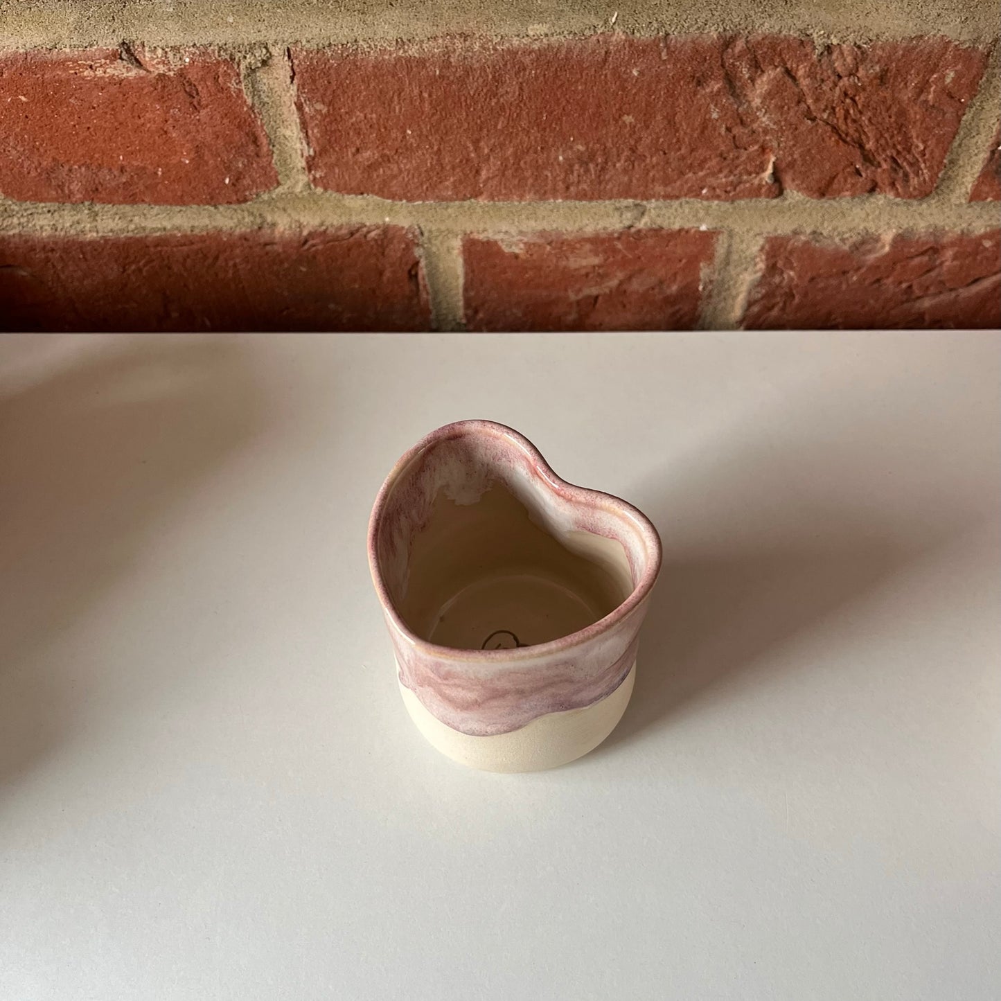 Dusty Pink 'Love You' Heart Espresso Cup