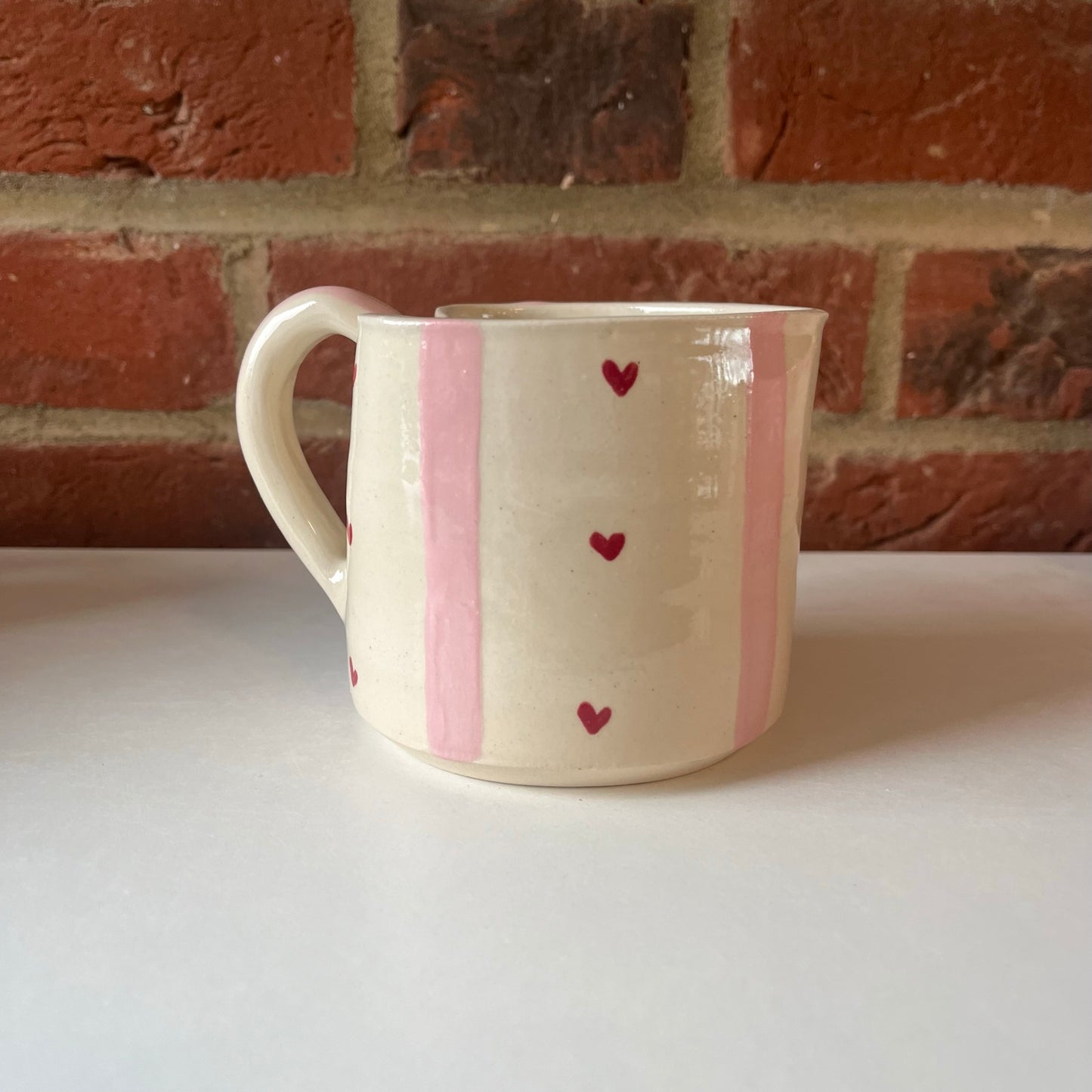 Pink Stripy 'Love You' Valentines Mug