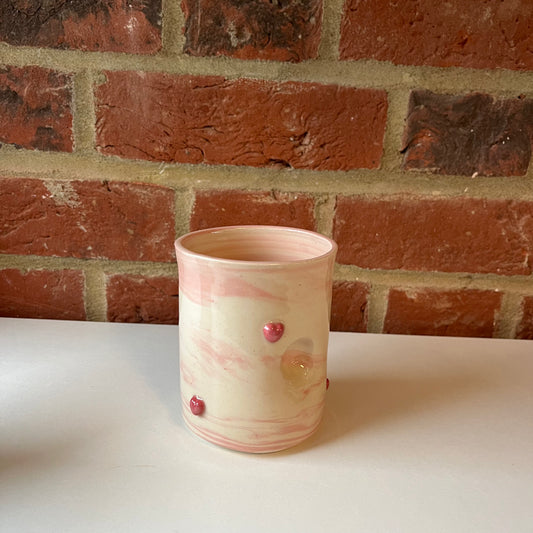 Pink Swirly Puffy Heart Pinch Cup