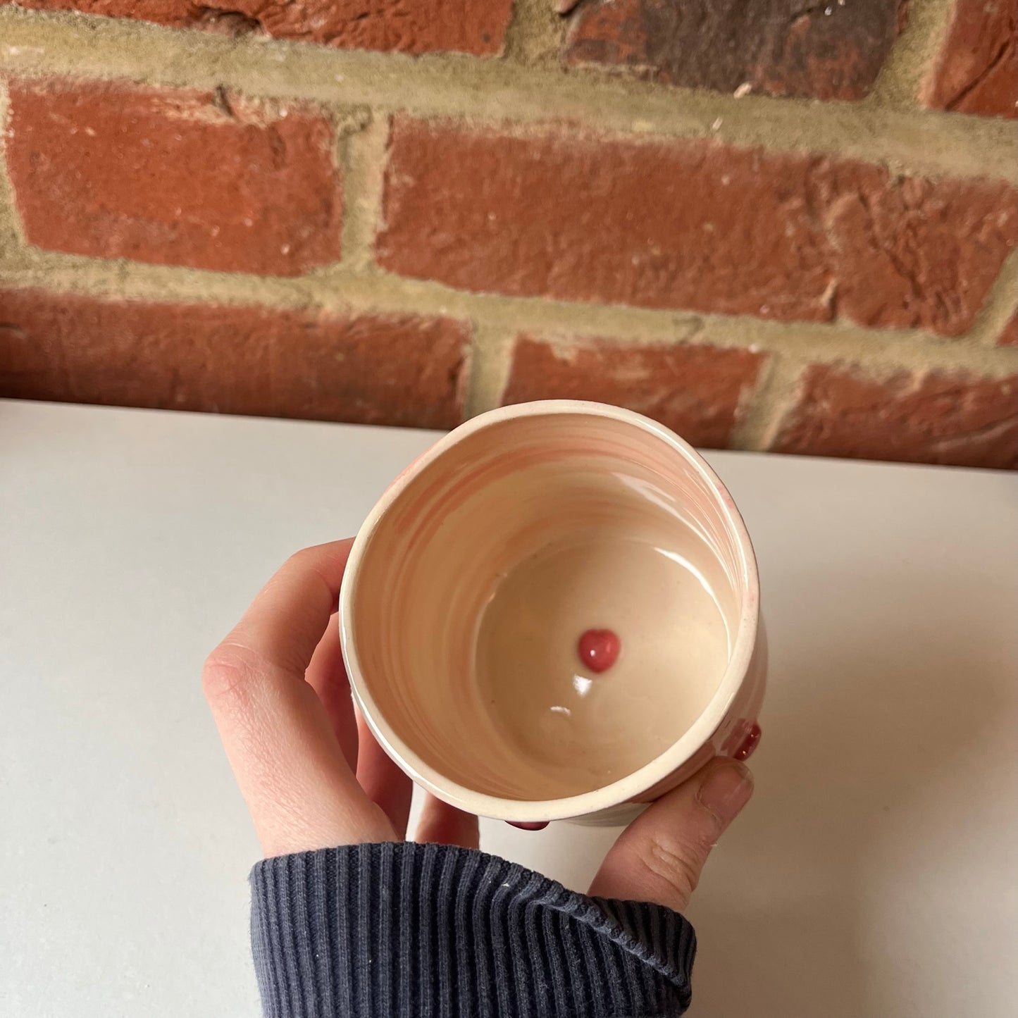 Pink Swirl Espresso Cup with Puffy Hearts