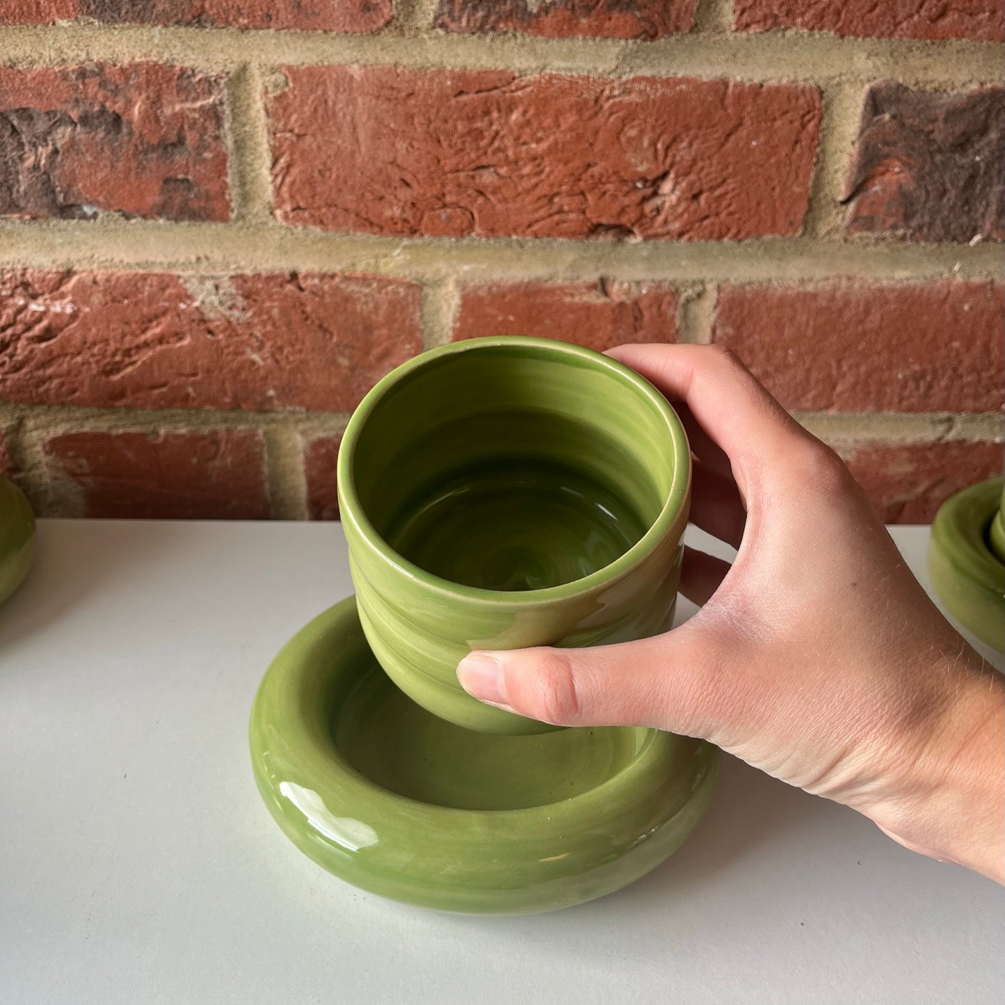 Imperfect Matcha Bubble Cup & Saucer