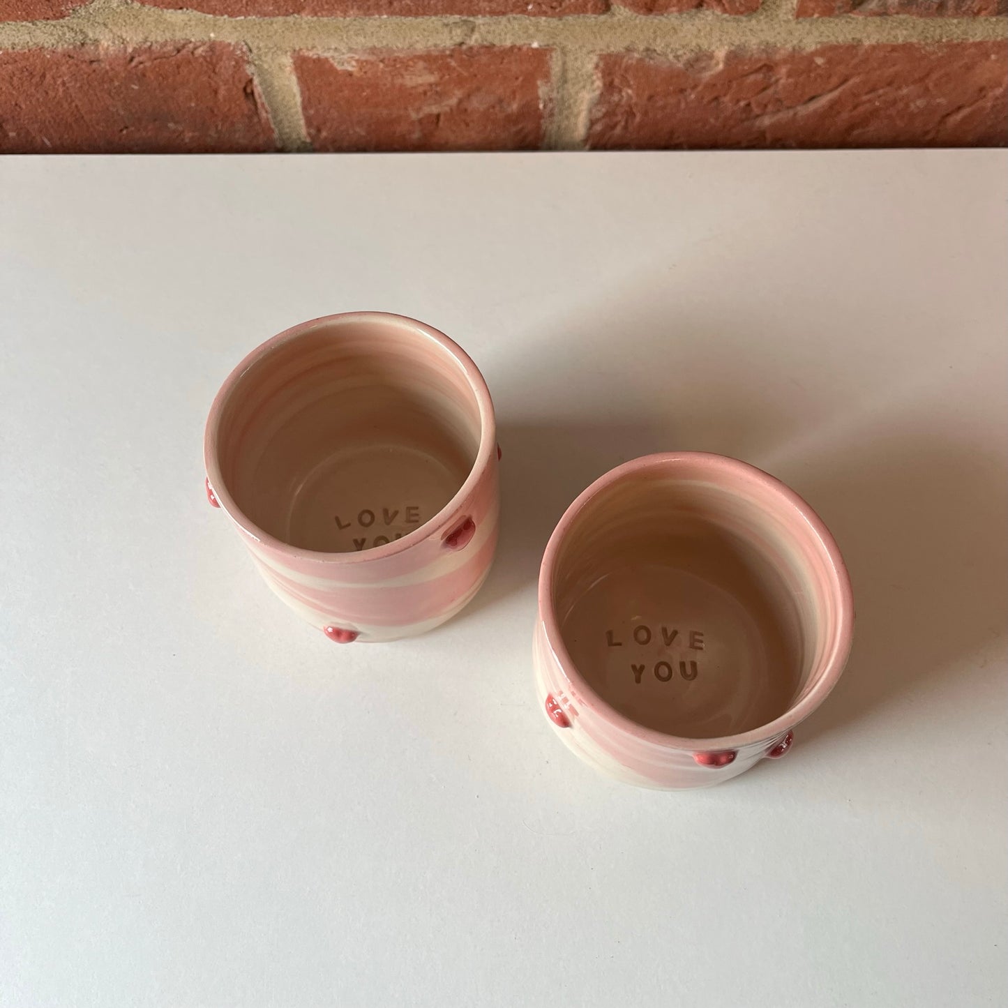 Pink Swirl Espresso Cup with Puffy Hearts