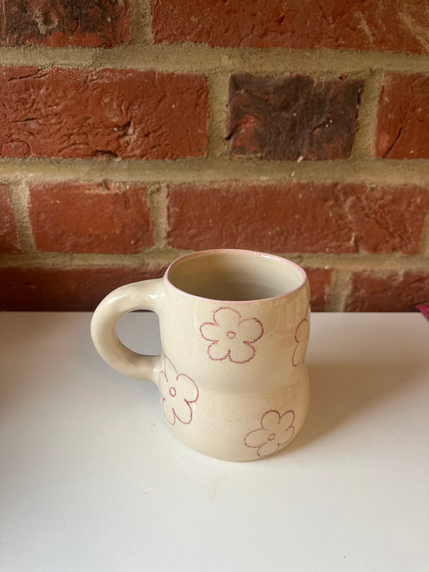 Pink floral sketch mug