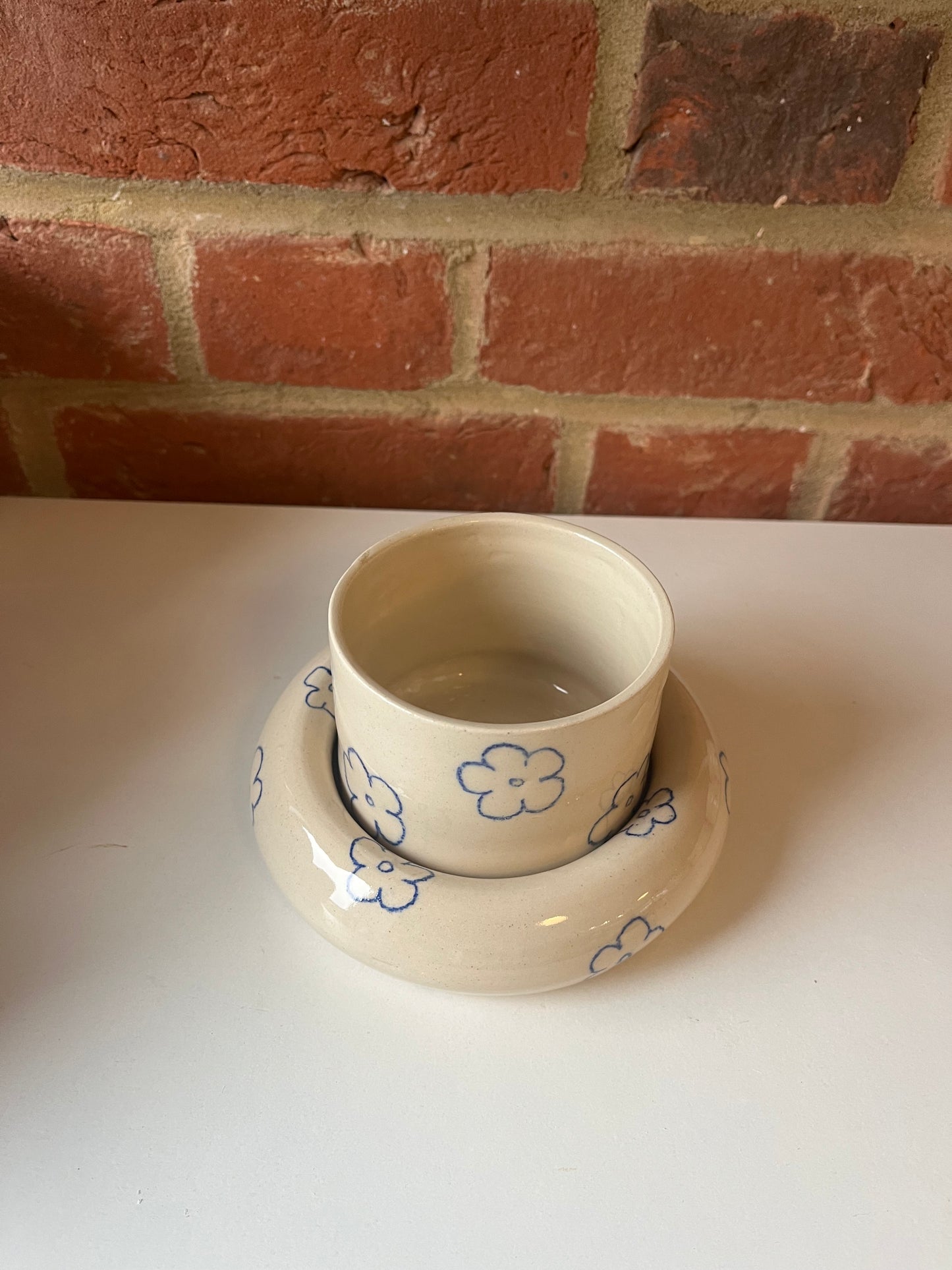 Imperfect Floral sketch bubble cup and saucer