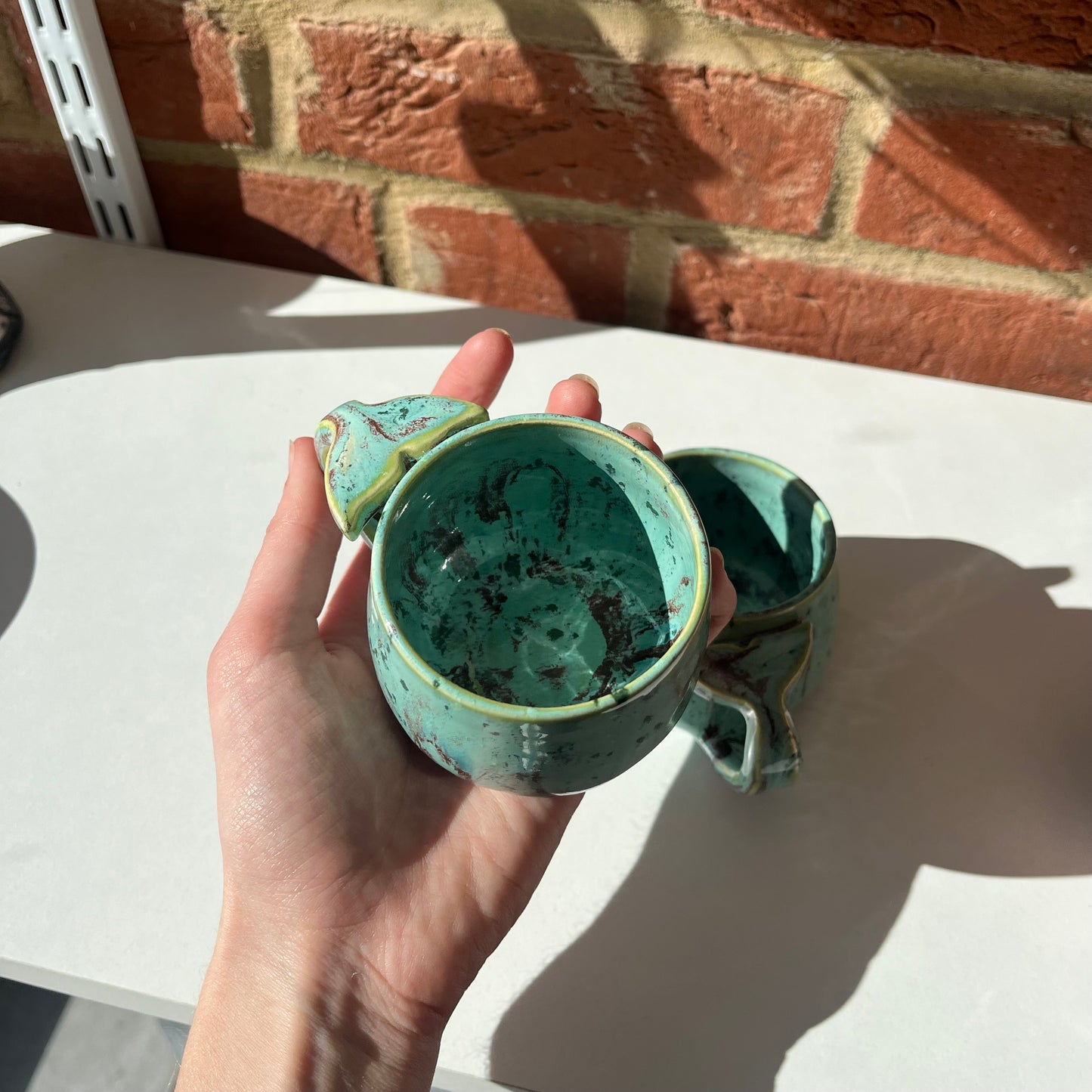 Imperfect Whale Tail Mini Mug in Speckled Duck Egg