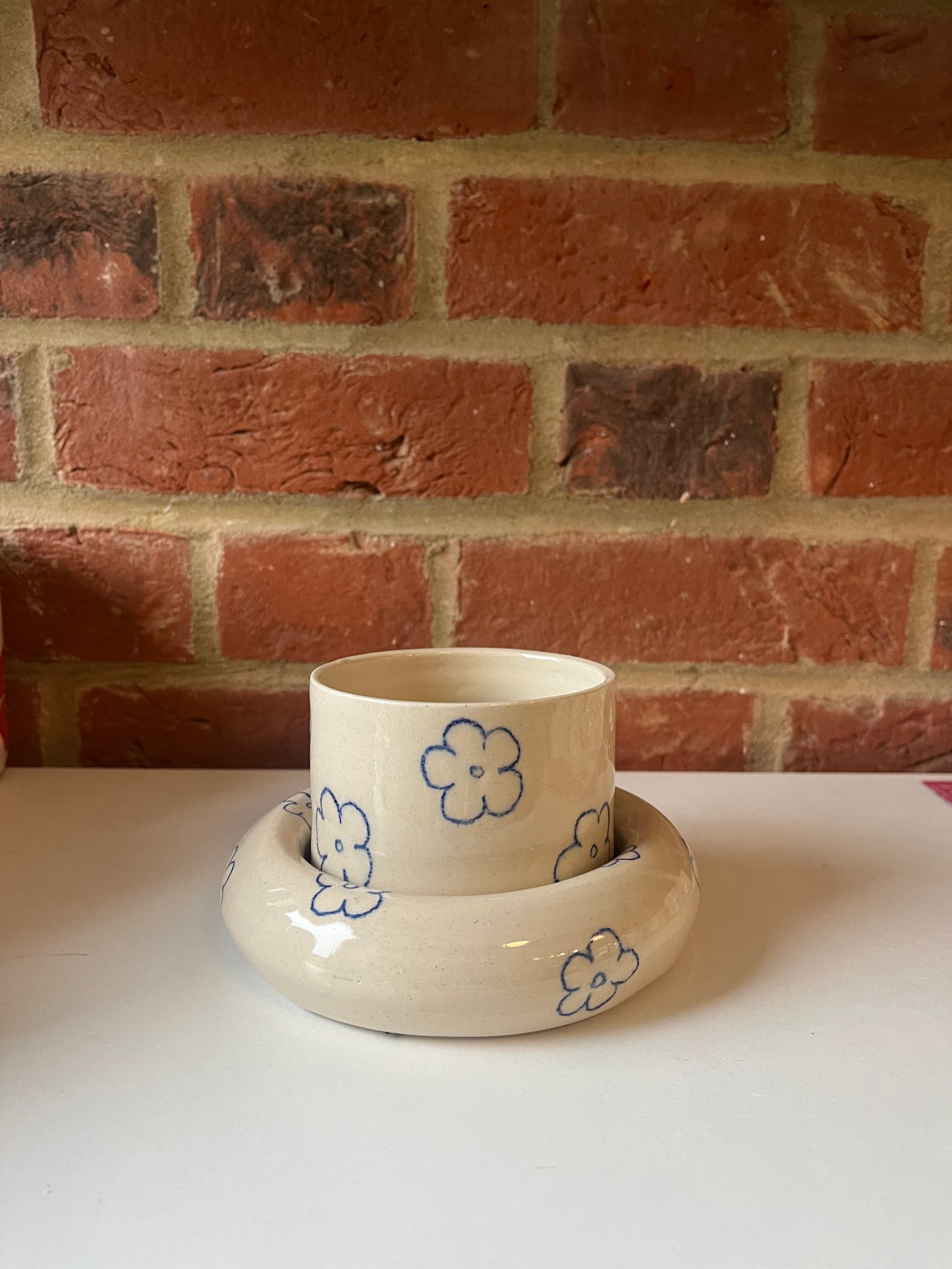 Imperfect Floral sketch bubble cup and saucer