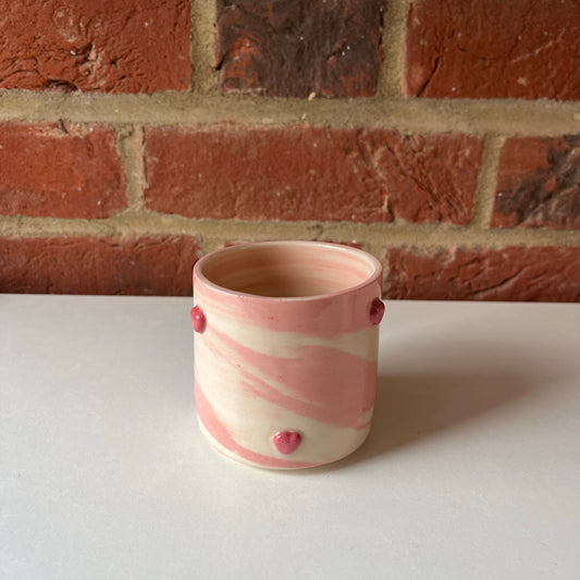 Pink Swirl Espresso Cup with Puffy Hearts