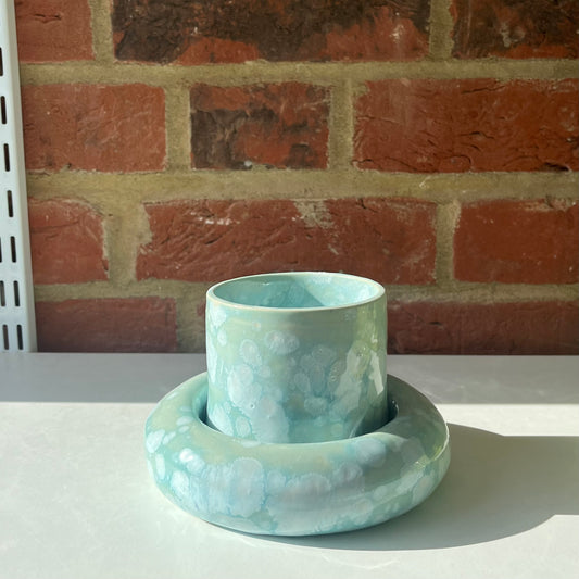 Icy Blue Bubble Cup & Saucer