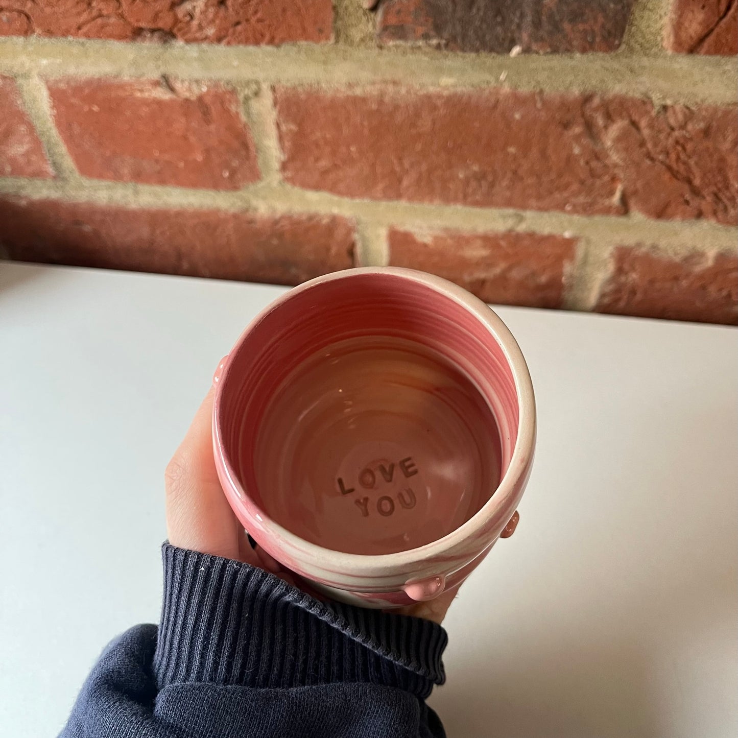 Red Swirl Espresso Bubble Cup with Puffy Hearts