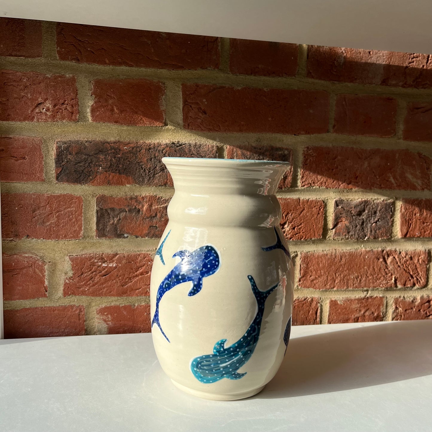 Multi Whale Shark Bubble Neck Vase