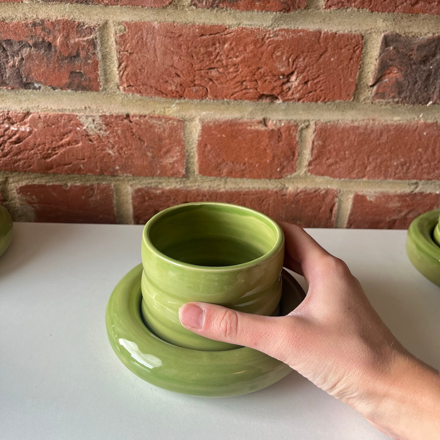 Matcha Bubble Cup & Saucer