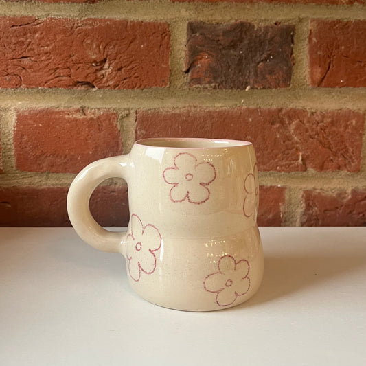 Pink floral sketch mug