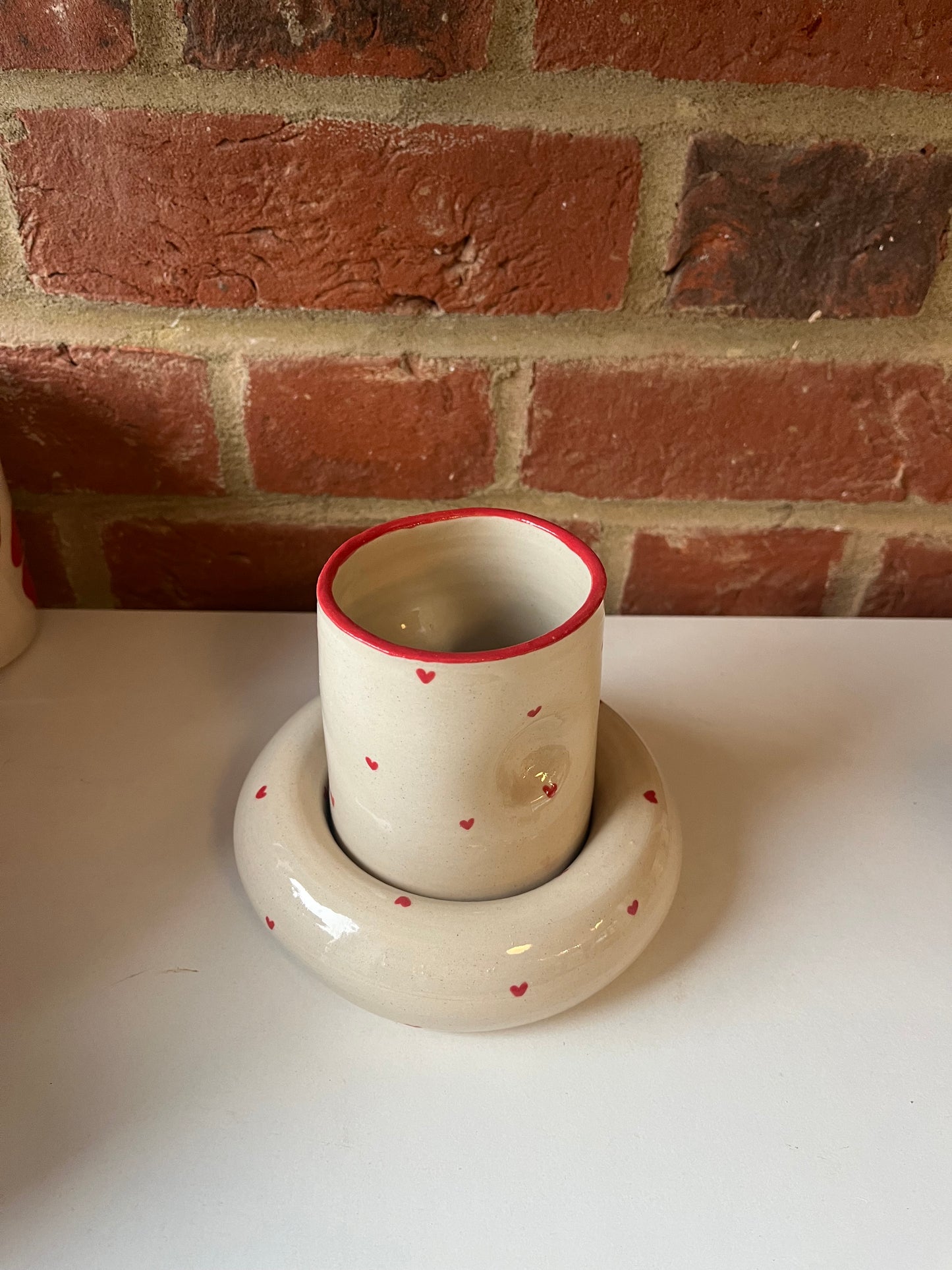 Hearts bubble cup and saucer (pinched)