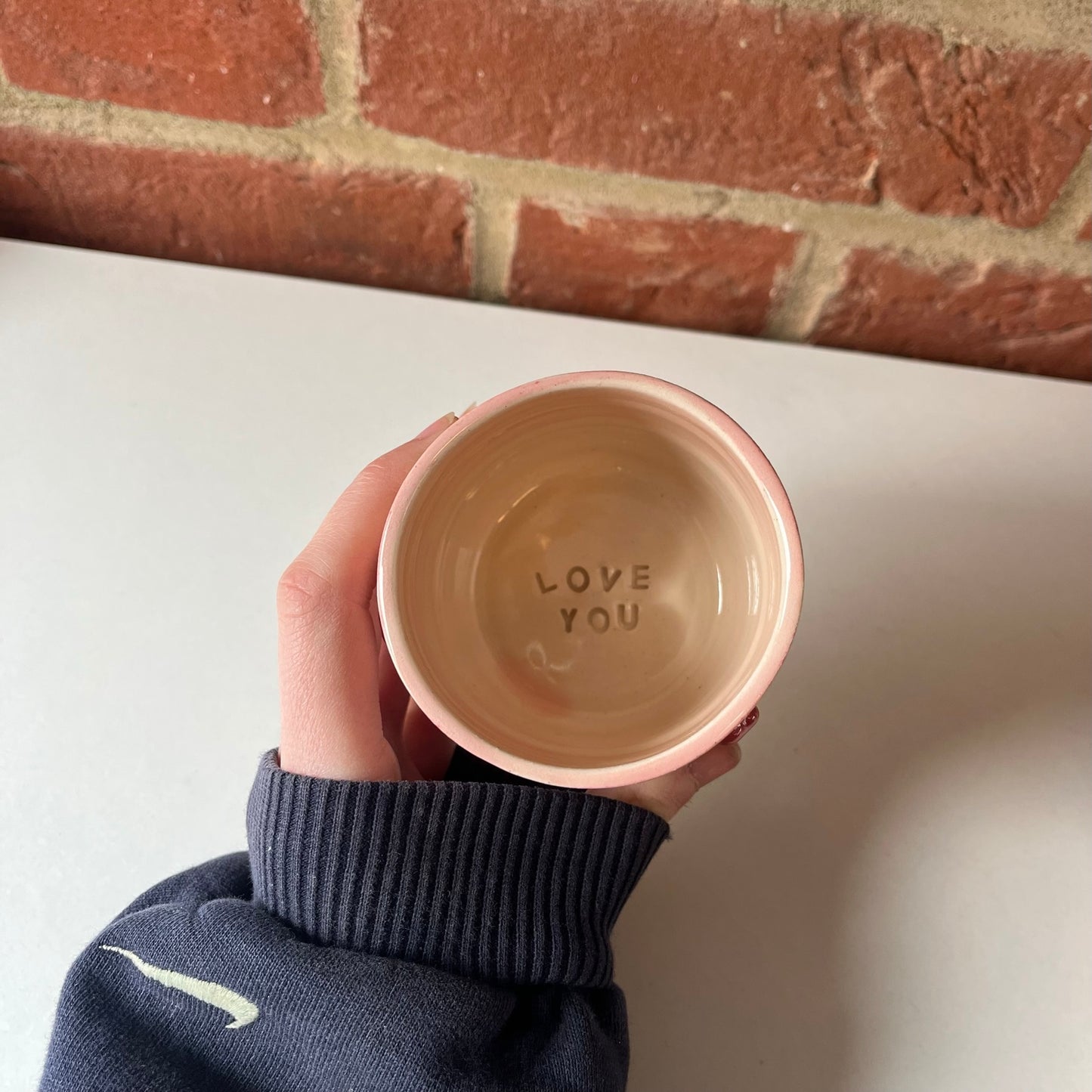 Pink Swirl Espresso Cup with Puffy Hearts