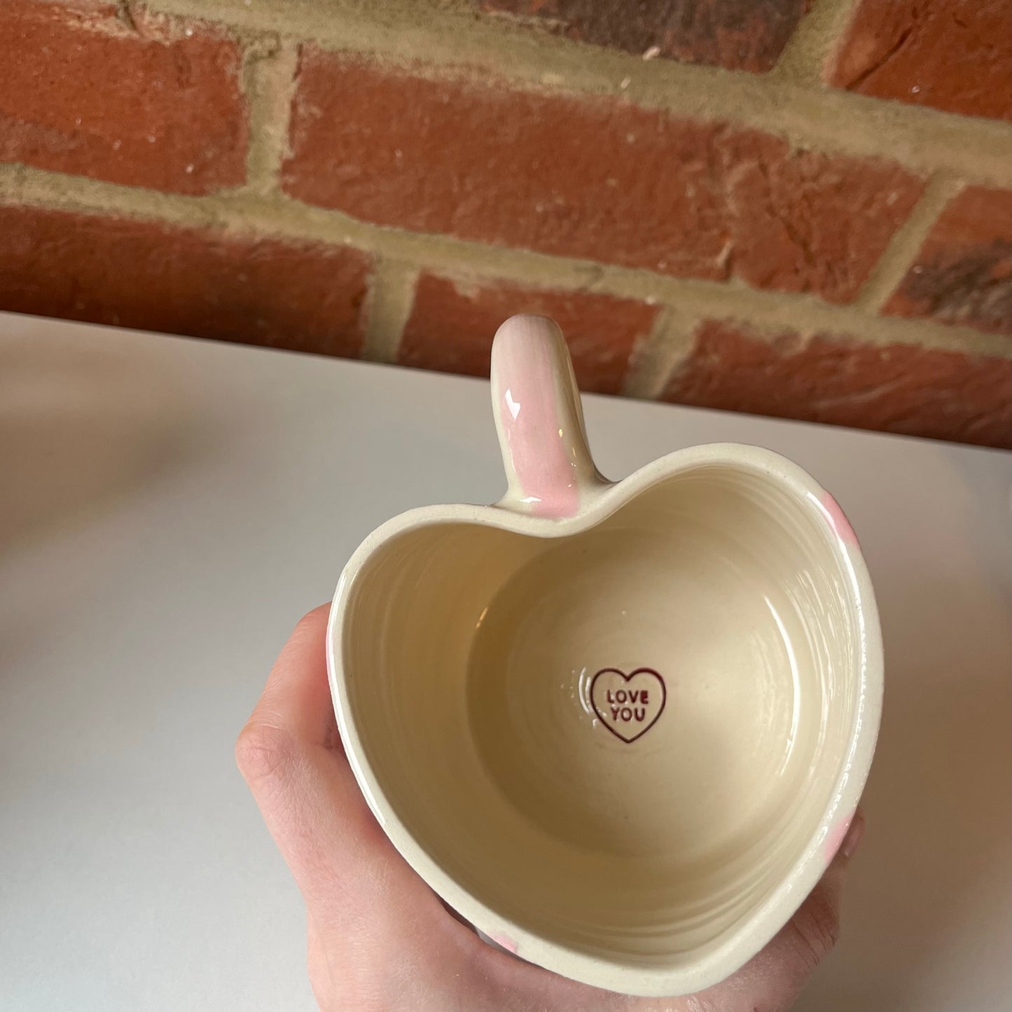 Pink Stripy 'Love You' Valentines Mug