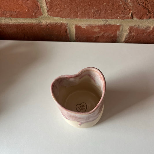 Dusty Pink 'Love You' Heart Espresso Cup