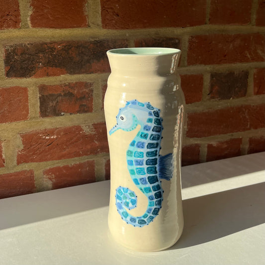 Turquoise Seahorse Vase