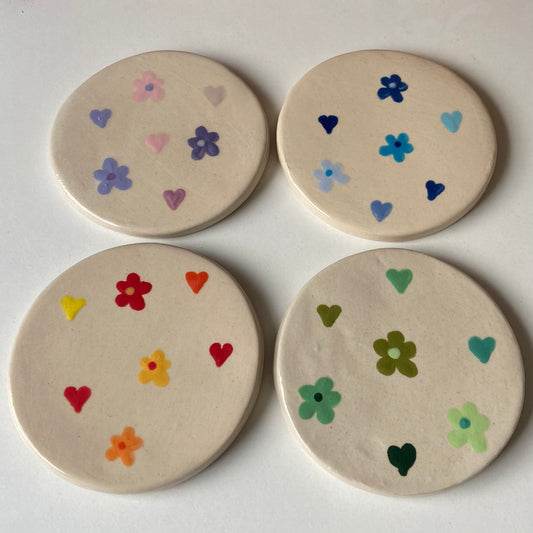 floral heart coaster