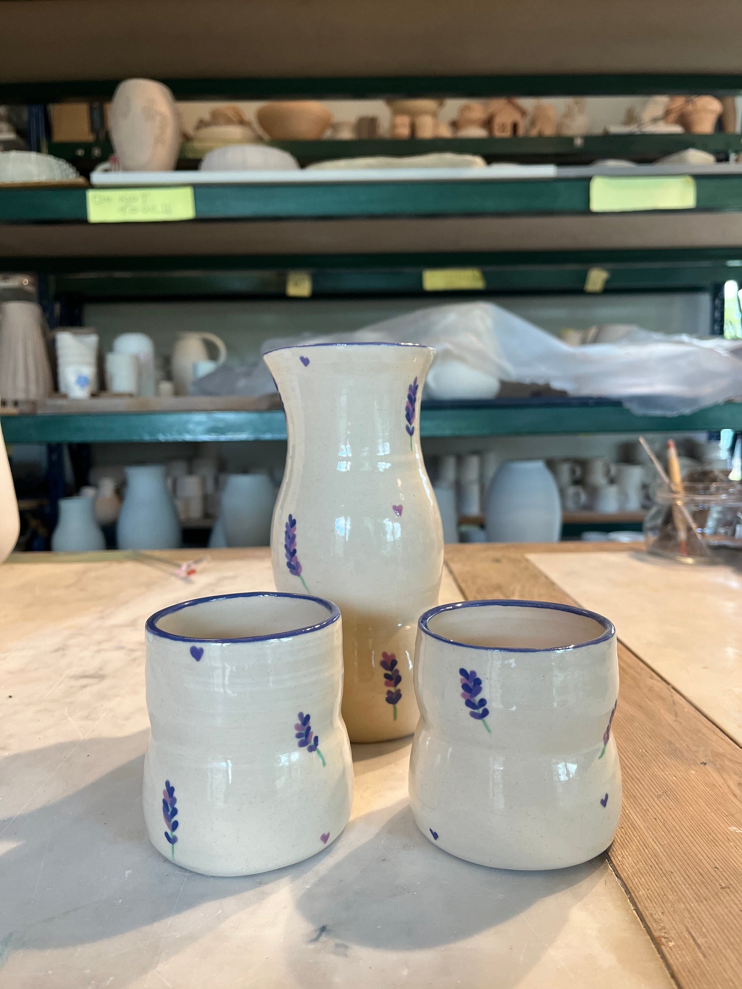Lavender carafe and cup set