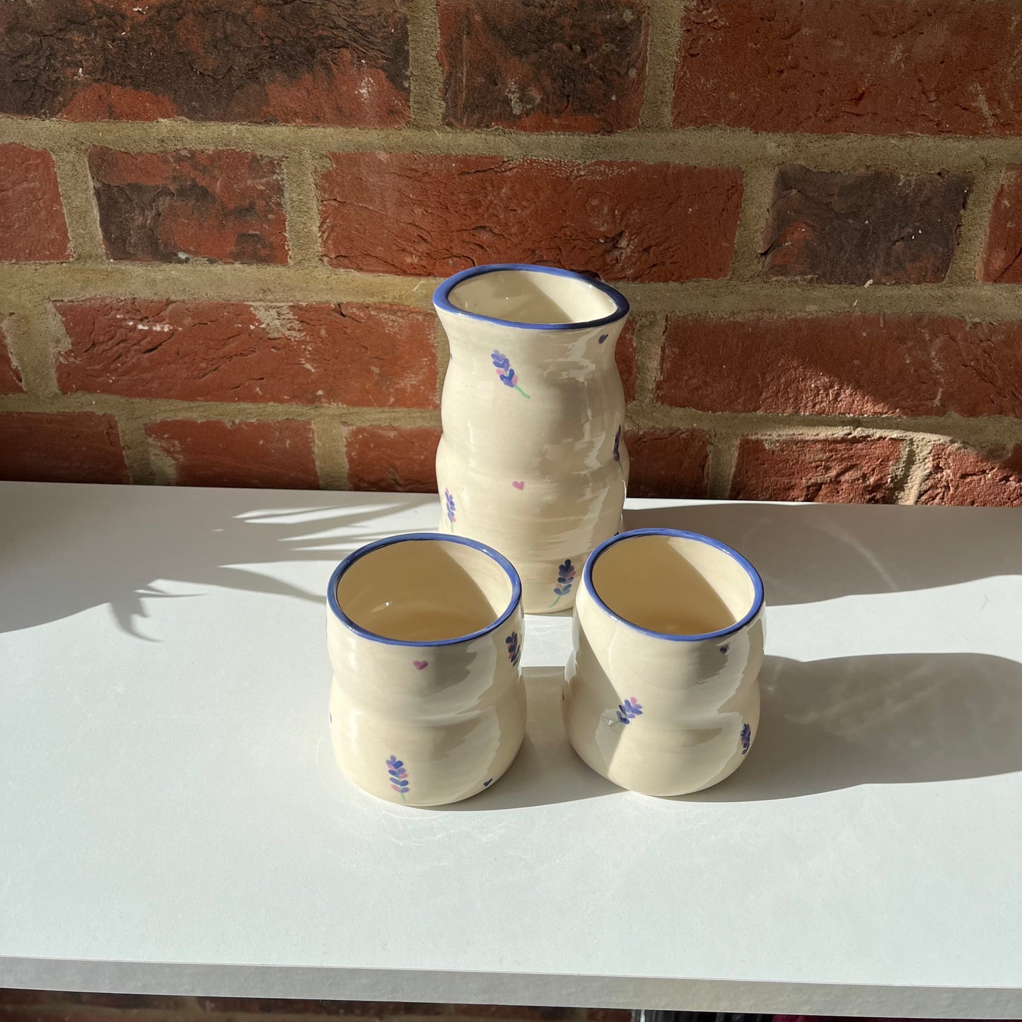 Lavender carafe and cup set