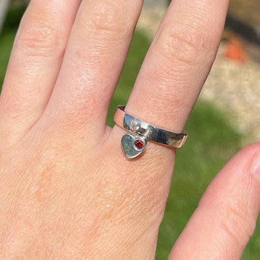 sterling silver Heart charm ring
