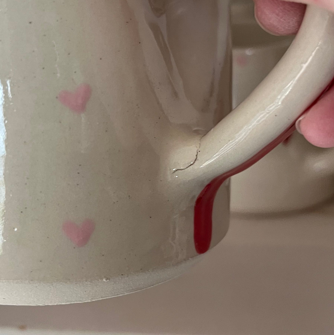 Imperfect handle Red Stripy 'Love You' Valentines Mug