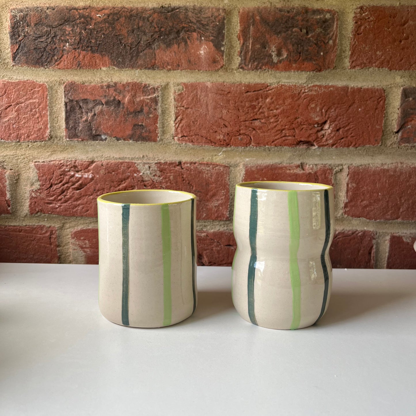 Green stripy cup