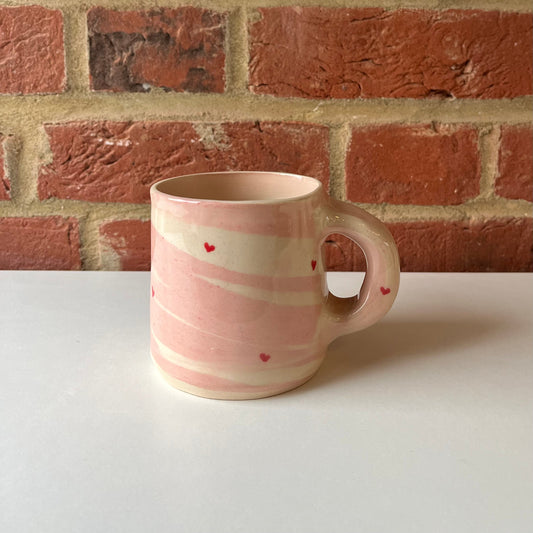 Imperfect Pink swirly heart mug WITHOUT  ‘love you’