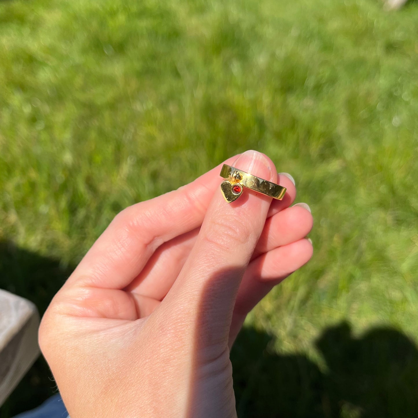 Gold plated sterling silver Heart charm ring