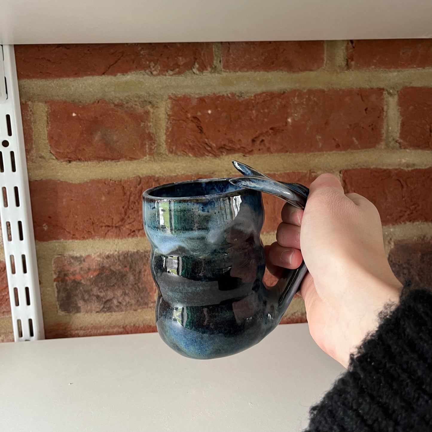 Imperfect blue whale tail mug