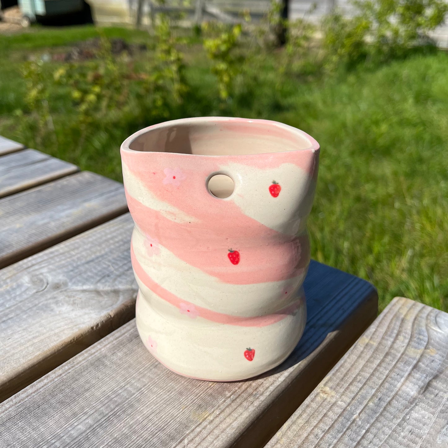 Olivia’s strawberry blossom straw cup
