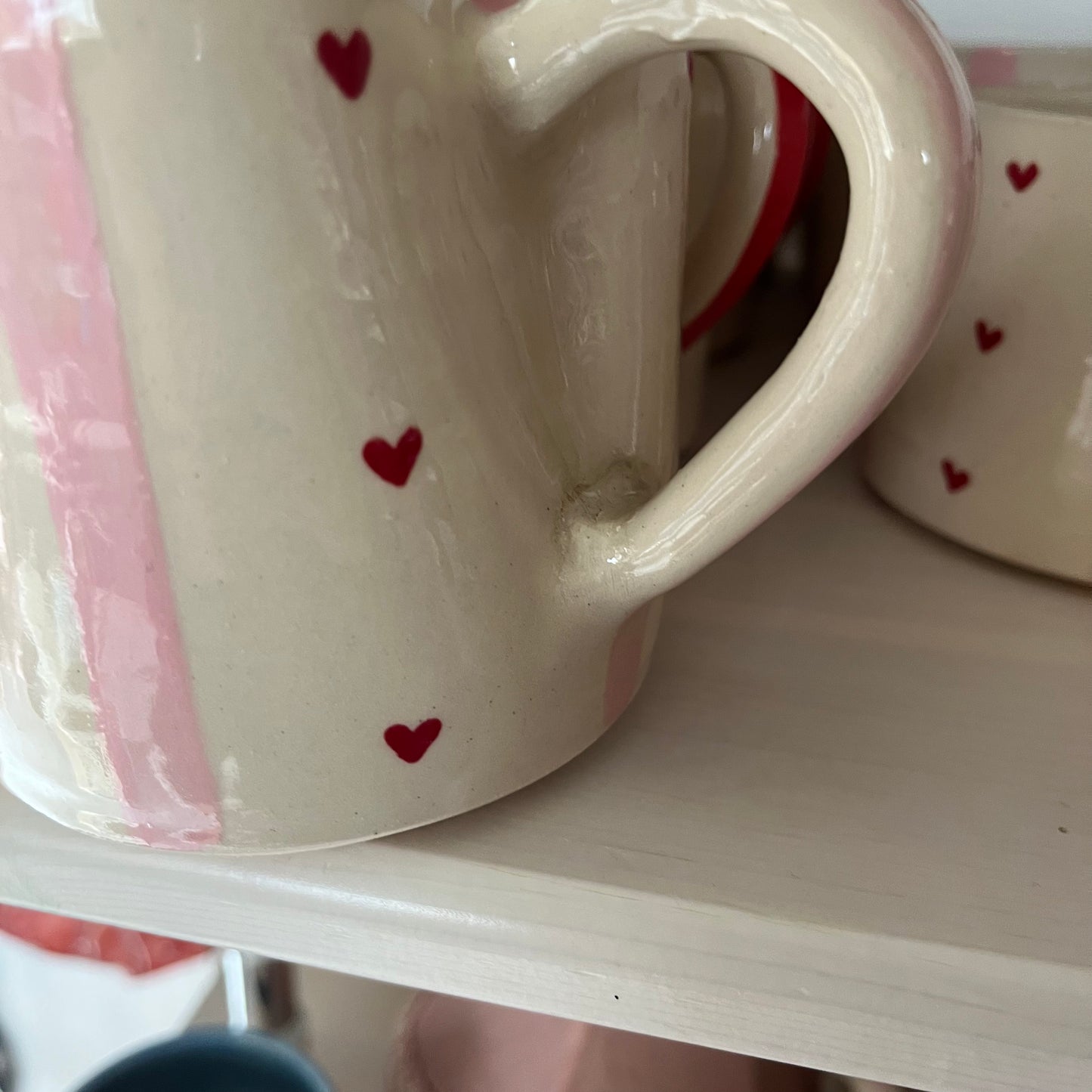 Imperfect Pink Stripy 'Love You' Valentines Mug